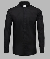 Koszula kapłańska z koloratką DŁUGI RĘKAW - czarna