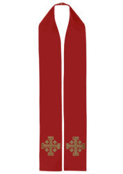 Czerwona stuła haftowana "Krzyż Jerozolimski"