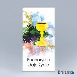 Baner z listwą Pierwsza Komunia Święta - Kielich z winem