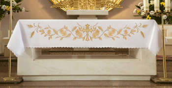 Obrus ołtarzowy z haftem czołowym symbol krzyża