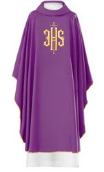 Fioletowy ornat haftowany z symbolem IHS