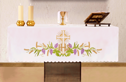 Obrus ołtarzowy z haftem czołowym symbol IHS