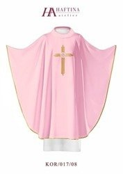 Różowy ornat haftowany - "Krzyż z symbolem IHS"