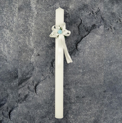 Świeca chrzcielna z wiankiem - niebieski