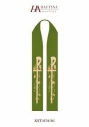 Zielona stuła kapłańska haftowana "Krzyż zdobiony"