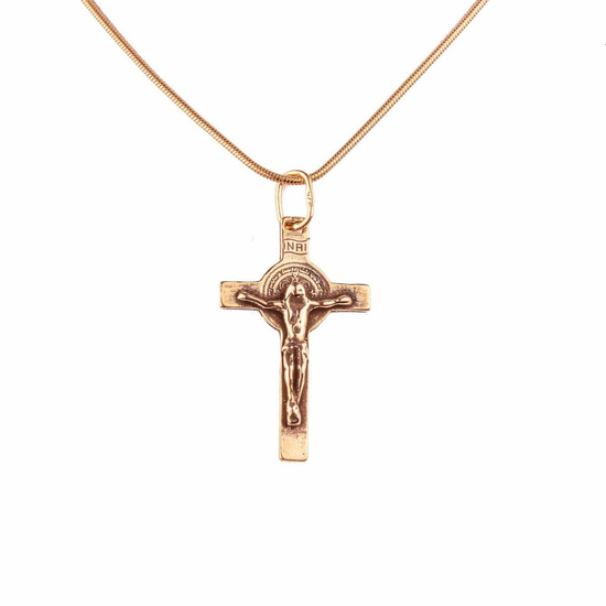 Srebrny krzyżyk św. Benedykta - pozłacany