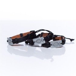 Bransoletka skórzana z metalową rybką