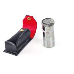 Pojemnik metalowy podwójny na oleje niklowane w etui