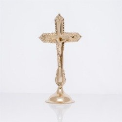 Krzyż ołtarzowy mosiężny