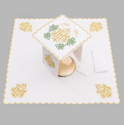 Bielizna kielichowa ołtarzowa bogato haftowana IHS zielony