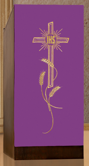 Serweta na lektorium haftowana - motyw krzyża i IHS