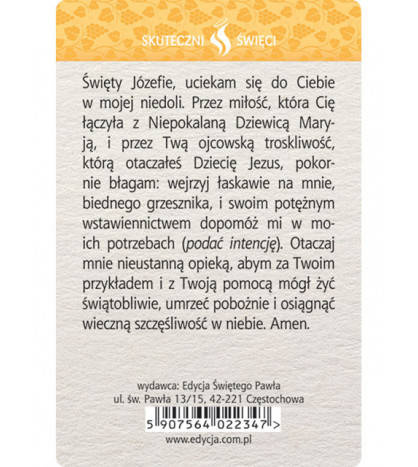 Karta Skuteczni Święci. Święty Jóżef