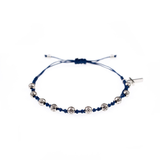 Bransoletka dziesiątek różańca - krzyżyk Metallo