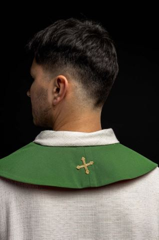 Stuła Dwustronna Haftowana IHS zielono-czerwona