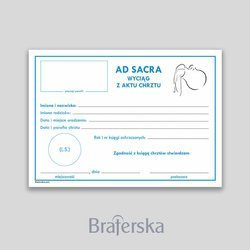 Akcydensy - Ad sacra - wyciąg z aktu Chrztu (op. 50 szt.)