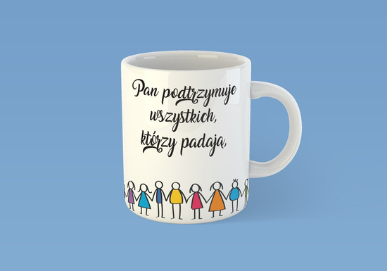 Kubek ceramiczny -  Pan podtrzymuje wszystkich którzy padają i podnosi wszystkich zgnębionych