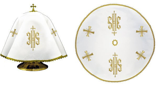 Welon na puszkę haftowany okrągły IHS + krzyże