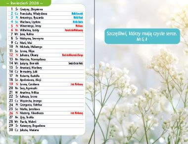 Kalendarz 2026 kieszonkowy Szczęście - kwiat
