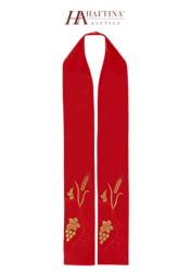 Czerwona stuła haftowana "Winogrona i kłosy"