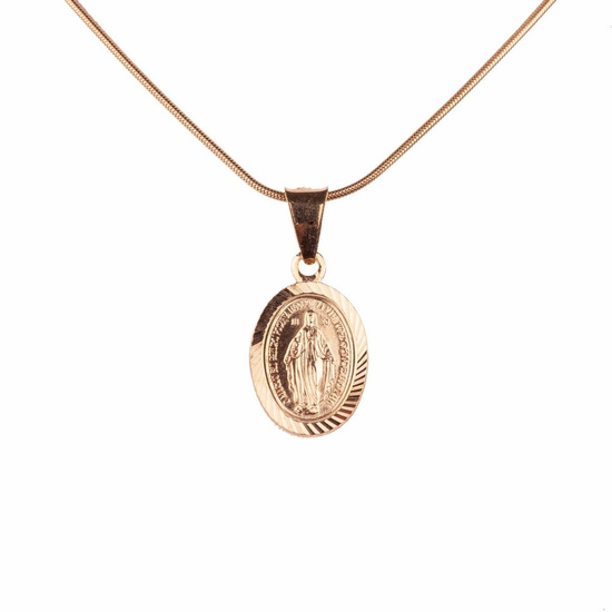 Medalik Matka Boża Niepokalana ozdobny - srebrny - pozłacany