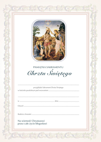 Pamiątka sakramentu Chrztu Świętego