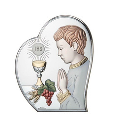 Obrazek na pamiątkę I Komunii Św. z chłopczykiem w "sercu" kolorowy