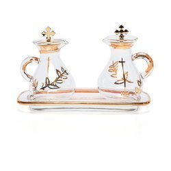 Ampułki zdobione, na szklanej tacy 20 x 9,5 cm