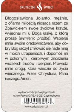 Karta Skuteczni Święci - Błogosławiona Jolanta