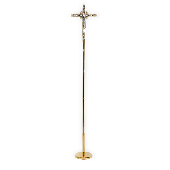 Krzyż procesyjny, pozłacany komplet - 200 cm