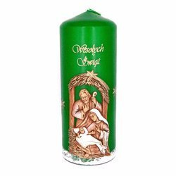 Świeca Bożonarodzeniowa zielona 17 cm