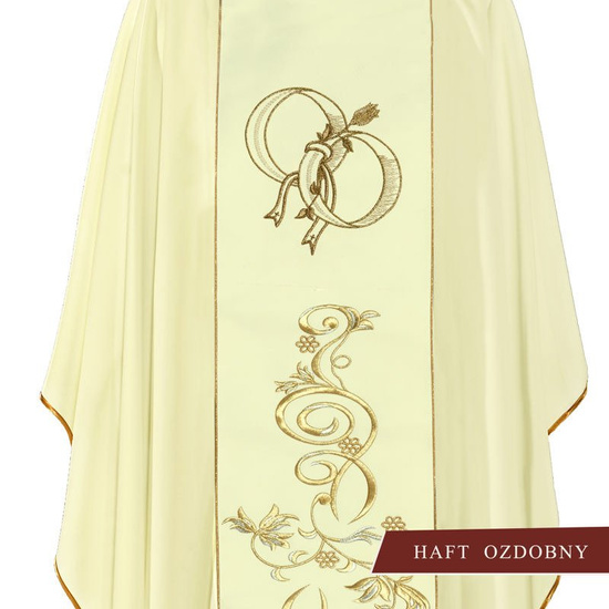 Ecru ornat haftowany ślubny "Obrączki ślubne"