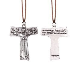 Krzyżyk - Tau - św. Franciszek z Asyżu - rzemyk - 4x5 cm