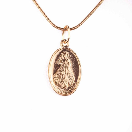 Medalik św. Faustyna / Jezus Miłosierny - srebrny - pozłacany