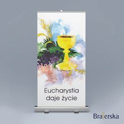 Baner roll-up Pierwsza Komunia Święta - Kielich z winem