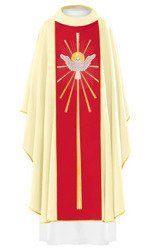 Ornat haftowany "Duch Święty" cały ecru