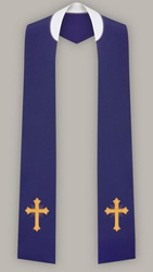 Stuła haftowana z krzyżem prostym - szeroka jednostronna (fioletowa)