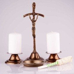 Komplet kolędowy - metalowy Krzyż papieski 26 cm