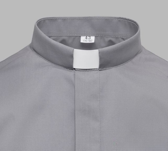 Koszula kapłańska z koloratką KRÓTKI RĘKAW - szara