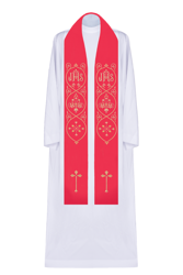 Stuła z symbolem JHS, krzyżami i ozdobnikami