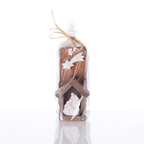 Świecznik - szopka bożonarodzeniowa - drewno - Święta Rodzina - Alabaster