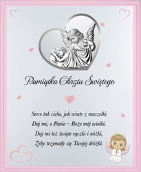 Pamiątka Chrztu Świętego - Uroczy Panel w Odcieniach Różu dla Dziewczynki