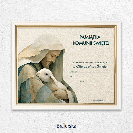 Pamiątka Pierwszej Komunii Świętej z personalizacją - ramka złota