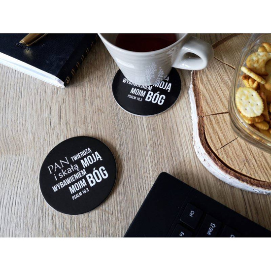 Podstawka korkowa okrągła - Pan twierdzą i skałą moją