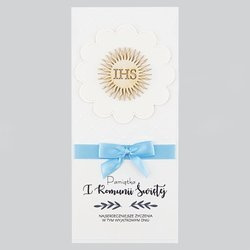 Kartka Pamiątka I Komunii Świętej - niebieski