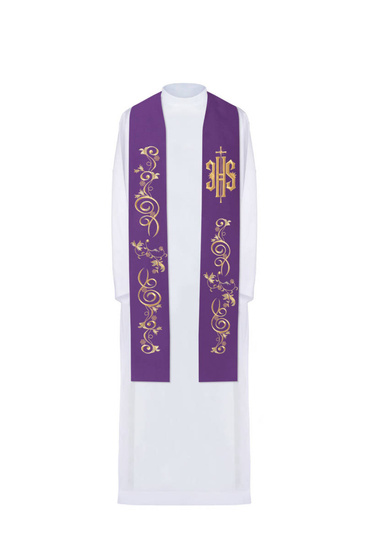 Stuła haftowana zdobiona IHS 
