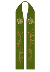 Zielona stuła kapłańska haftowana "IHS"