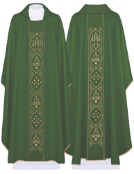 Ornat z symbolem JHS i wąskim pasem