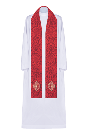 Stuła na tkaninie żakardowej z delikatnym krzyżem