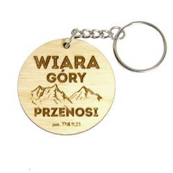 Brelok drewniany - Wiara góry przenosi