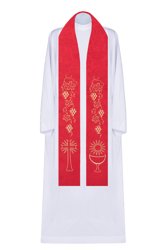Stuła z tkaniny żakardowej z motywem Eucharystycznym